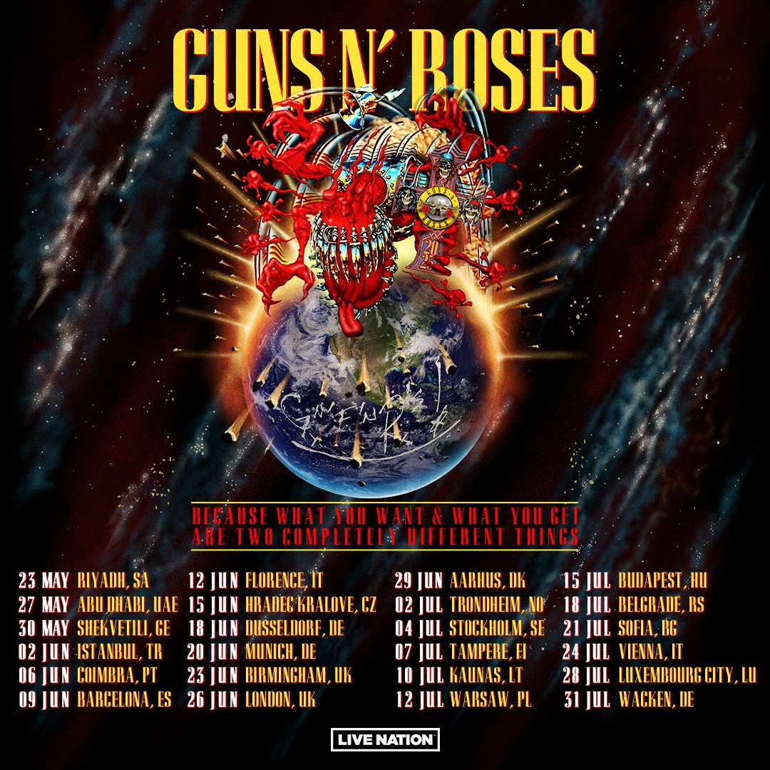 Guns N’ Roses Announce 2025 ‘Because What You Want & What You Get Are Two Completely Different Things’ World Tour